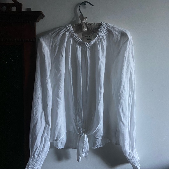 Cloth & Stone White Blouse S/M - Picture 3 of 3